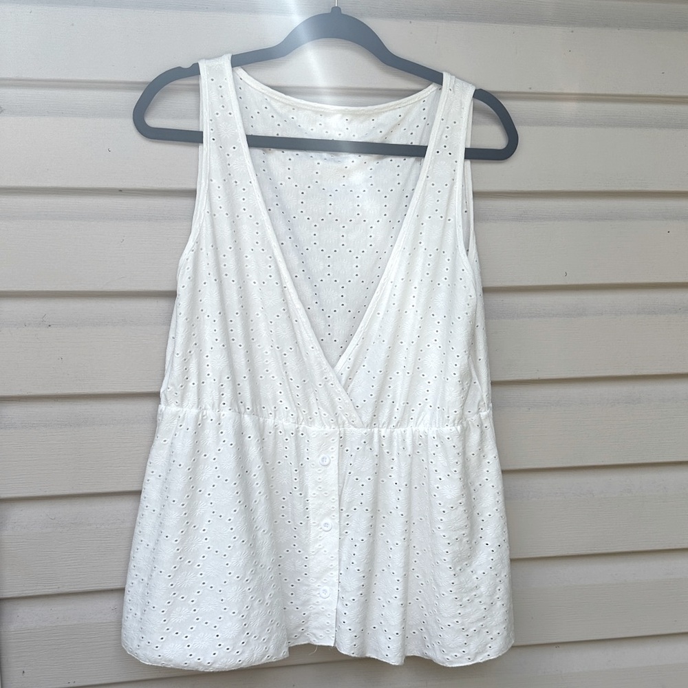 Shein White eyelet top